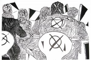 polling station with tandem, elector & building site polling station with tandem, elector & building site